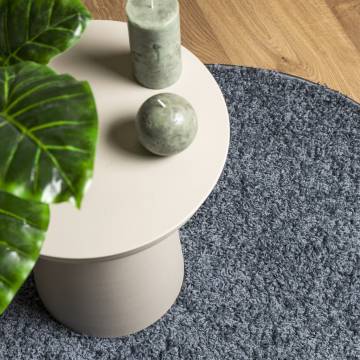 Shaggy Rug High Pile Modern Blue Ø 200 cm - Hipomarket UK