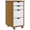  Rolling Cabinet with Drawers MOSS Honey Brown Solid Wood Pine Colour honey brown and white Quantity in Package 1 Number of 