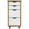 Rolling Cabinet with Drawers - MOSS Honey Brown Solid Pine