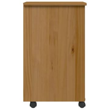 Rolling Cabinet with Drawers - MOSS Honey Brown Solid Pine