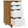 Rolling Cabinet with Drawers - MOSS Honey Brown Solid Pine