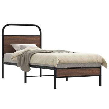 Brown Oak Bed Frame 75x190 cm - Sturdy & Elegant Design