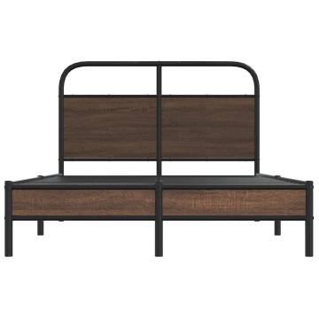 Small Double Bed Frame 120x190 cm | Brown Oak Engineered Wood