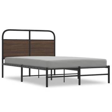 Elegant Brown Oak Double Bed Frame 135x190 cm - Hipomarket