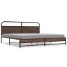 Robust Metal Bed Frame without Mattress in Brown Oak - 183x213 cm