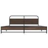 Robust Metal Bed Frame without Mattress in Brown Oak - 183x213 cm