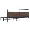 Robust Metal Bed Frame without Mattress in Brown Oak - 183x213 cm