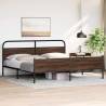 Brown Oak Metal Bed Frame 183x213 cm - Sturdy & Elegant Design