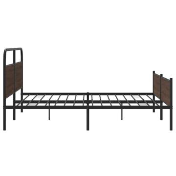 Sturdy Brown Oak Metal Bed Frame 200x200 cm | Hipo Market