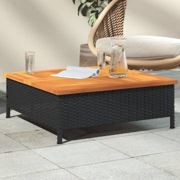 Garden Table Black 70x70 cm - Rattan & Acacia Wood