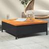 Garden Table Black 70x70 cm - Rattan & Acacia Wood