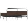 Sturdy Brown Oak Metal Bed Frame 200x200 cm | Hipo Market