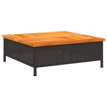 Garden Table Black 70x70 cm - Rattan & Acacia Wood