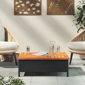 Garden Table Black 70x70 cm - Rattan & Acacia Wood