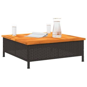 Garden Table Black 70x70 cm - Rattan & Acacia Wood