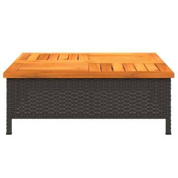 Garden Table Black 70x70 cm - Rattan & Acacia Wood