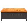 Garden Table Black 70x70 cm - Rattan & Acacia Wood