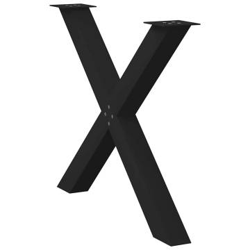 Stylish X-Shaped Dining Table Legs - Black Steel (2 pcs)