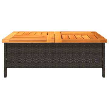 Garden Table Black 70x70 cm - Rattan & Acacia Wood