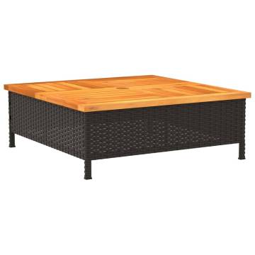 Garden Table Black 70x70 cm - Rattan & Acacia Wood