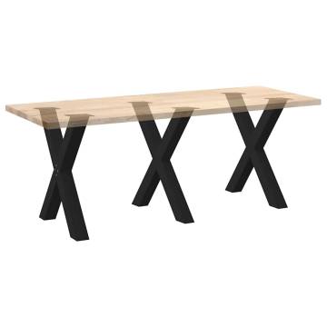 X-Shaped Dining Table Legs - 3 pcs Black Steel 80x(72-73) cm