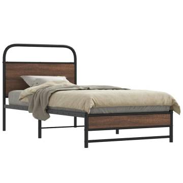 Bed Frame 90x200 cm in Brown Oak - Sturdy & Elegant Design