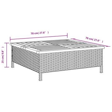 Garden Table Black 70x70 cm - Rattan & Acacia Wood