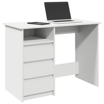 Stylish White Desk 102x50x75 cm - Engineered Wood