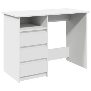 Stylish White Desk 102x50x75 cm - Engineered Wood