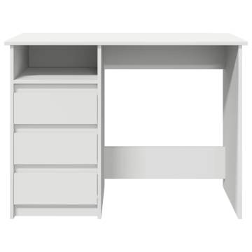 Stylish White Desk 102x50x75 cm - Engineered Wood