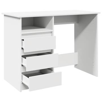 Stylish White Desk 102x50x75 cm - Engineered Wood