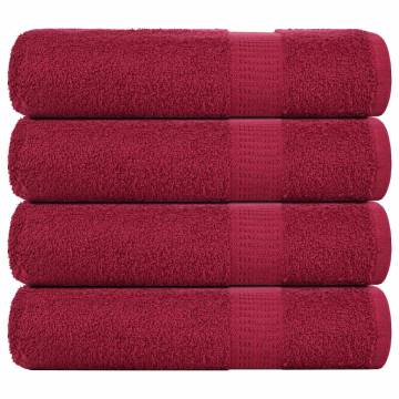 Shower Towels 4 pcs Bordeaux 100% Cotton - Soft & Absorbent