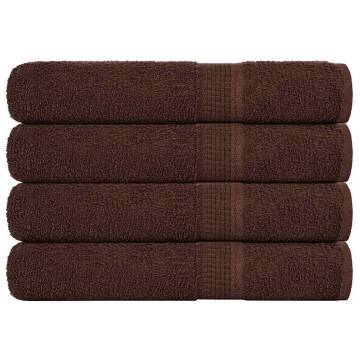 4 pcs Brown Cotton Towels 100x200 cm - Soft & Absorbent