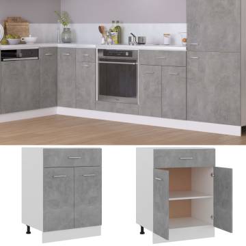 Concrete Grey Drawer Bottom Cabinet - 60x46x81.5 cm