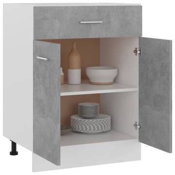 Concrete Grey Drawer Bottom Cabinet - 60x46x81.5 cm