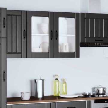 Lucca Black Kitchen Wall Cabinet with Glass Door - Hipomarket