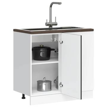 Sink Base Cabinet - Durable Black Engineered Wood Storage