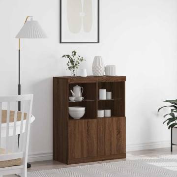 Elegant Brown Oak Sideboard - Durable Engineered Wood Storage