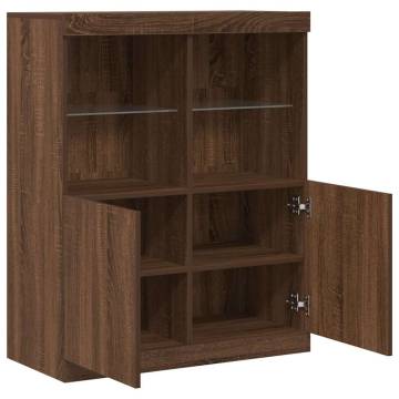 Elegant Brown Oak Sideboard - Durable Engineered Wood Storage