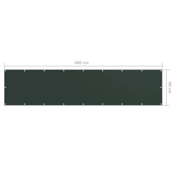 Balcony Screen Dark Green 90x400 cm - Privacy & Shade