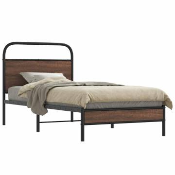 Brown Oak Bed Frame 90x200 cm - Stylish & Sturdy Design