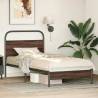 Elegant Brown Oak Bed Frame 107x203 cm - Sturdy & Stylish