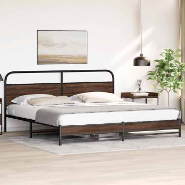 Classic Metal Bed Frame Brown Oak 180x200 cm | HipoMarket