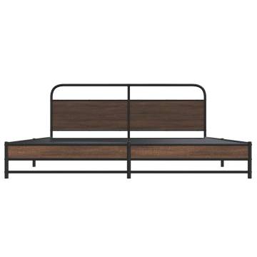 Classic Metal Bed Frame Brown Oak 180x200 cm | HipoMarket