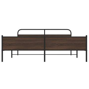 Brown Oak Metal Bed Frame 180x200 cm Super King - HipoMarket