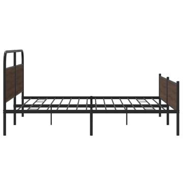 Brown Oak Metal Bed Frame 180x200 cm Super King - HipoMarket