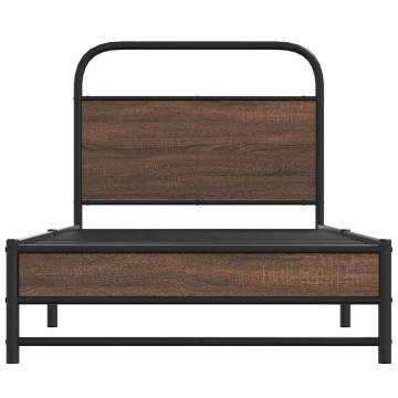 Elegant Brown Oak Bed Frame 100x190 cm - No Mattress Included