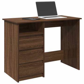 Durable Brown Oak Desk - 102x50x75 cm Engineered Wood