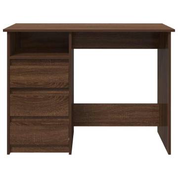 Durable Brown Oak Desk - 102x50x75 cm Engineered Wood