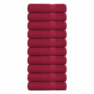 10 pcs Bordeaux Shower Towels - 100% Cotton & Soft Absorbent